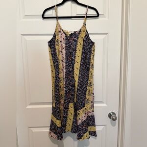 Umgee Floral V-Neck Dress with Yellow and Navy